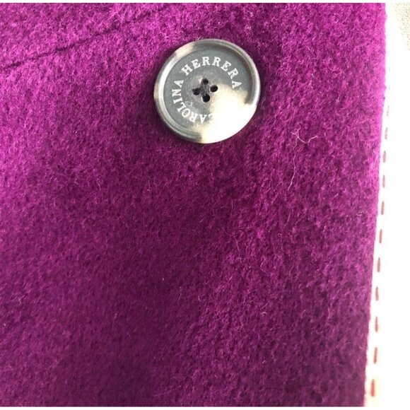 Carolina Herrera Wool Angora Purple Dress Jacket Coat Women’s Size L w/ Dust Bag - Picture 10 of 13